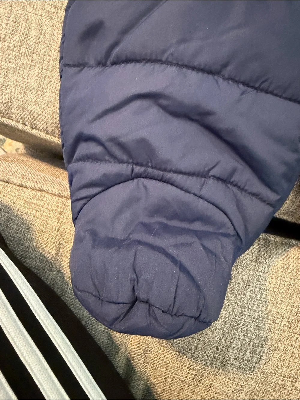The Children's Place Navy Blue Quilted Baby One-Piece Snowsuit with Hood 3-6m